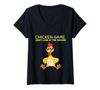 Women's Don’t Look at The Chicken Challenge Mode Activated V-Neck T-Shirt