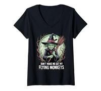 Womens Don’t Make Me Get My Flying Monkeys Wicked Witch V-Neck T-Shirt