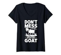Womens Don´t Mess with My Goat Cute Coat Pygmy Goat Farmer V-Neck T-Shirt