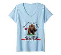 Womens Don’t Poke The Bear California Republic Graphic V-Neck T-Shirt