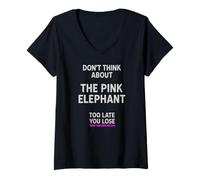 Womens Don’t Think About The Pink Elephant Shirt V-Neck T-Shirt