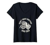 Womens Don’t Trust Everything You Sea Funny Octopus Lover V-Neck T-Shirt