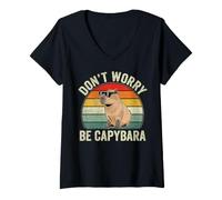 Women's Don´t Worry Be Capy - Funny Capybara V-Neck T-Shirt