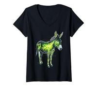 Women's Donkey Artwork Fantasy Wildlife Animal Lover Funny Cool V-Neck T-Shirt