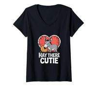 Womens Donkey Heart - HAY There Cutie V-Neck T-Shirt