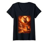 Women's Donkey Howling At Moon Vintage Funny Mystic V-Neck T-Shirt