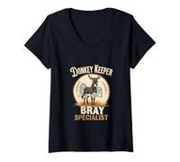 Womens Donkey Keeper Bray Specialist Funny Farmer V-Neck T-Shirt
