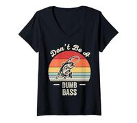 Womens Don't Be A Dumb Bass Vintage Fishing V-Neck T-Shirt