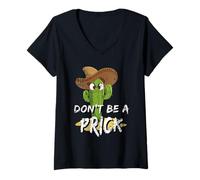 Women's Don't Be A Prick Funny Sarcastic Saying Cactus Sombrero V-Neck T-Shirt