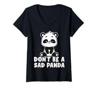 Womens Don't Be a Sad Panda Motivational Panda Lover V-Neck T-Shirt