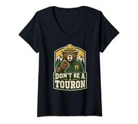 Women's Don't Be A Touron Bear Ranger National Park V-Neck T-Shirt