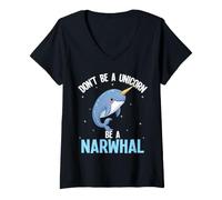 Women's Dont Be A Unicorn Be A Narwhal V-Neck T-Shirt