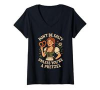Womens Don't Be Salty Unless You're A Pretzel Bavarian Dirndl Funny V-Neck T-Shirt