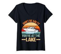 Womens Don't Be Salty You're at The Lake Beach Lovers Camp Vacation V-Neck T-Shirt