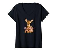 Women's Don't Break My Heart Baby Deer Fawn Cute Sentimental V-Neck T-Shirt