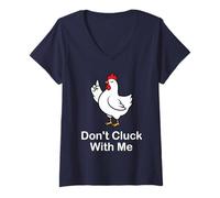 Womens Don't Cluck with Me Funny Chicken Attitude Pun Women Men V-Neck T-Shirt