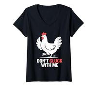 Womens Don't Cluck with Me Funny Chicken Attitude Pun Women Men V-Neck T-Shirt