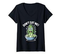 Womens Dont Eat Me Cucumber Funny Vegan Food Humor V-Neck T-Shirt