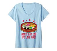 Women's Don't Eat Us We Love You Sushi V-Neck T-Shirt