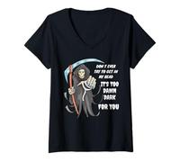 Womens Don't Ever Try to Get in My Head - Grim Reaper T-Shirt V-Neck T-Shirt