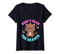 Womens Don't Fear The Beaver - Embarrassing Inappropriate V-Neck T-Shirt