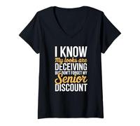 Women's Dont Forget My Senior Discount Funny Elderly V-Neck T-Shirt