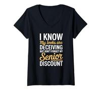 Women's Dont Forget My Senior Discount Funny Elderly V-Neck T-Shirt