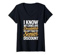 Women's Dont Forget My Senior Discount Funny Elderly V-Neck T-Shirt