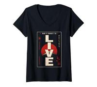 Women's Don't Forget to Live Japanese Sunset Aesthetic V-Neck T-Shirt