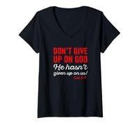 Womens Don't Give Up On God Gal. 6:9 V-Neck T-Shirt