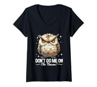 Women's Don't Go Me On The Nerves Owl Funny Saying Statement V-Neck T-Shirt