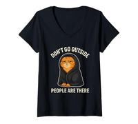 Womens Don't Go Outside People are There Introvert Sarcastic Cranky V-Neck T-Shirt