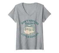 Womens don't hate me just cuz i'm a little cooler Silly Funny Puns V-Neck T-Shirt
