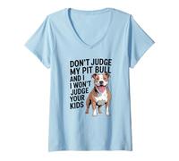 Womens Don't Judge My Pit Bull, Pittie, Pitbull Advocate V-Neck T-Shirt