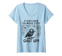 Womens Don't Know The Whole Story Blah Funny Jokes Sarcastic V-Neck T-Shirt