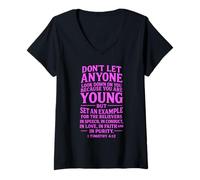 Women's Dont Let Anyone Look Down On You Because You are Young V-Neck T-Shirt