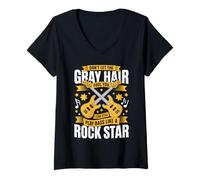 Womens Don't Let The Gray Hair Fool You Rock Star V-Neck T-Shirt