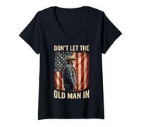 Women's Dont Let The Old Man in Cowboy US Flag V-Neck T-Shirt
