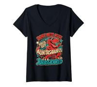 Women's Don't Lie Down with Aunt on Dinosaur Aunt V-Neck T-Shirt
