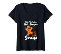 Women's Don't Make Ginger Snap Xmas Baker Gingerbread Broken Angry V-Neck T-Shirt