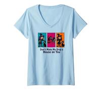 Women's Dont Make Me Drop a House on You Halloween Comic Strip V-Neck T-Shirt