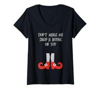 Womens Don't Make Me Drop The House On You Halloween Trick or Treat V-Neck T-Shirt