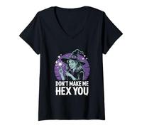 Womens Dont Make Me Hex You Halloween V-Neck T-Shirt