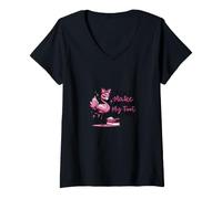 Women's Don't Make ME Put My Foot Down, Flamingo Attitude, Cute V-Neck T-Shirt