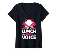Women's Don't Make Me Use My Lunch Lady Voice V-Neck T-Shirt