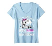Womens Don't Mess With Nannysaurus You'll Get Jurasskicked Nanny V-Neck T-Shirt