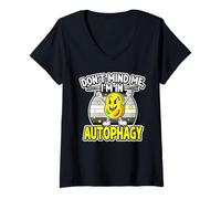 Womens Don't Mind Me, I'm In Autophagy Funny Intermittent Fasting V-Neck T-Shirt