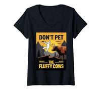 Womens Don't Pet Cows Farm Farmer Scottish Highland Cows V-Neck T-Shirt