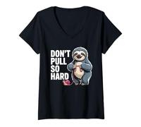 Womens Don't Pull So Hard Sloth and Snail Fun V-Neck T-Shirt