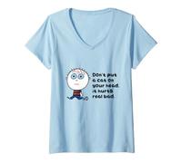 Women's Don't Put A Cat On Your Head Funny V-Neck T-Shirt